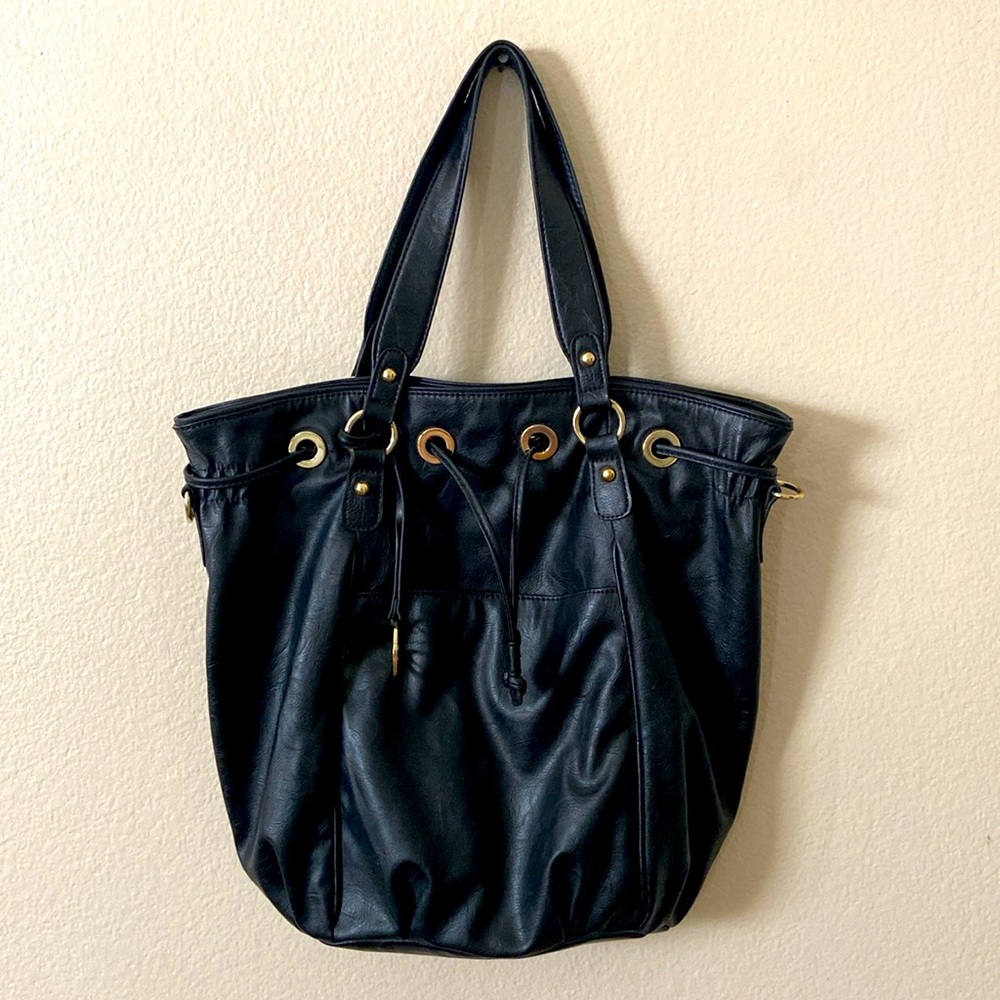 Style & Co VEGAN Black BUCKET BAG WITH Gold Tone Hardware